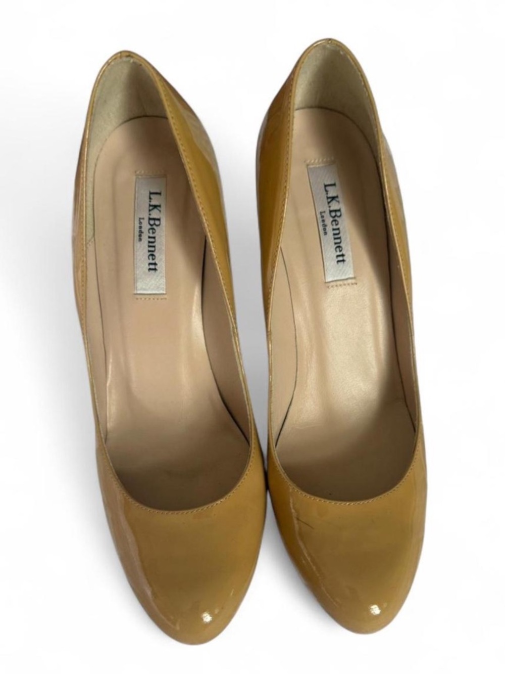 LK Bennett Glossy Patent Pumps in Mustard Yellow